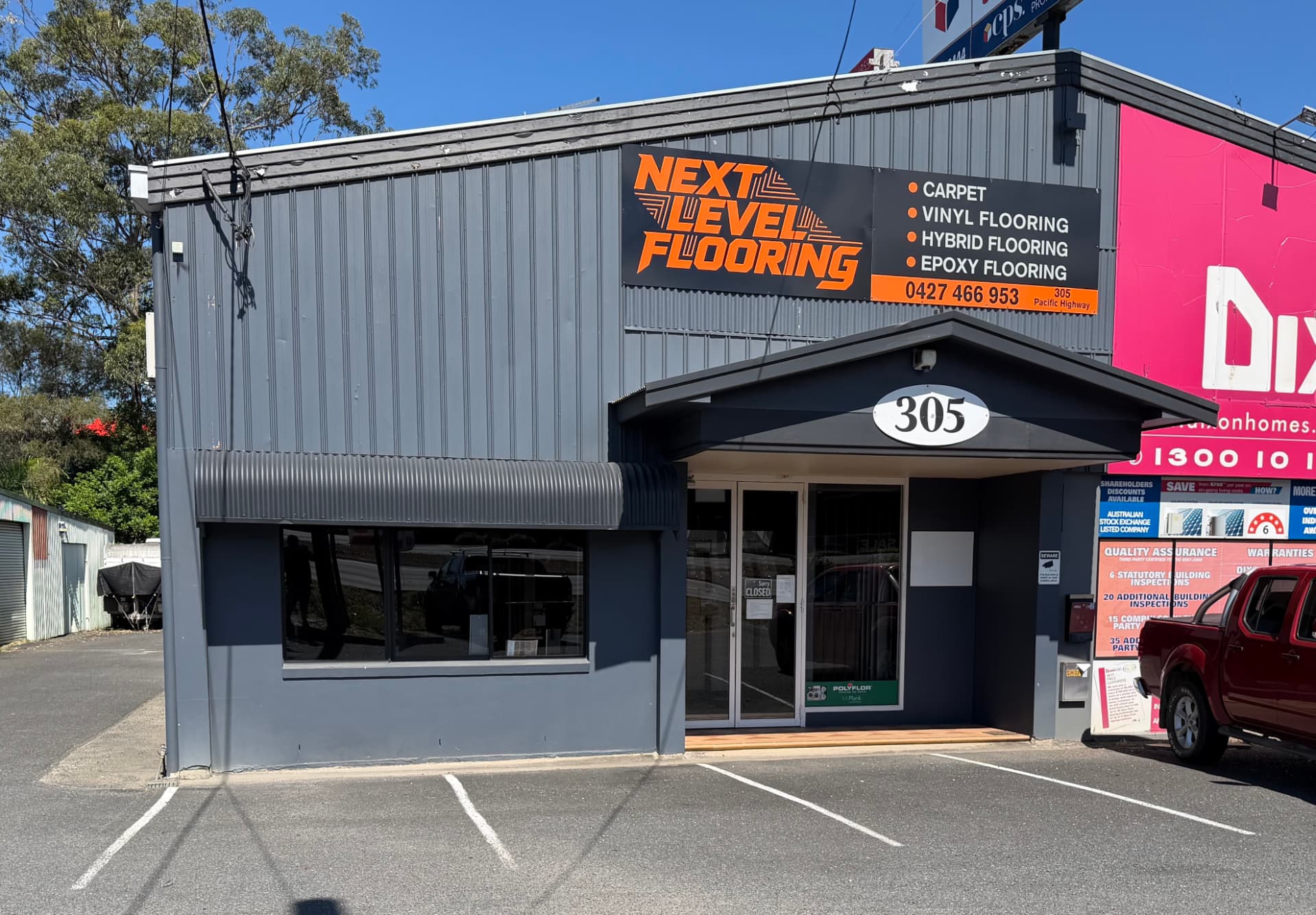Next Level Flooring showroom at 305 Pacific Highway, Coffs Harbour